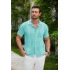 imageCOOFANDY Mens Knit Button Down Shirt Vintage Short Sleeve Polo Shirts Casual Beach TopsCeramic Green