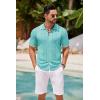 imageCOOFANDY Mens Knit Button Down Shirt Vintage Short Sleeve Polo Shirts Casual Beach TopsCeramic Green