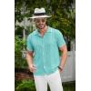 imageCOOFANDY Mens Knit Button Down Shirt Vintage Short Sleeve Polo Shirts Casual Beach TopsCeramic Green