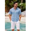imageCOOFANDY Mens Knit Button Down Shirt Vintage Short Sleeve Polo Shirts Casual Beach TopsClear Blue