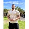 imageCOOFANDY Mens Knit Button Down Shirt Vintage Short Sleeve Polo Shirts Casual Beach TopsCream