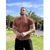 imageCOOFANDY Mens Knit Button Down Shirt Vintage Short Sleeve Polo Shirts Casual Beach TopsDark Brown