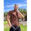 imageCOOFANDY Mens Knit Button Down Shirt Vintage Short Sleeve Polo Shirts Casual Beach TopsDark Brown