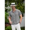 imageCOOFANDY Mens Knit Button Down Shirt Vintage Short Sleeve Polo Shirts Casual Beach TopsDark Grey