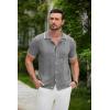 imageCOOFANDY Mens Knit Button Down Shirt Vintage Short Sleeve Polo Shirts Casual Beach TopsDark Grey