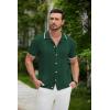 imageCOOFANDY Mens Knit Button Down Shirt Vintage Short Sleeve Polo Shirts Casual Beach TopsGreen