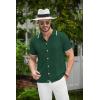 imageCOOFANDY Mens Knit Button Down Shirt Vintage Short Sleeve Polo Shirts Casual Beach TopsGreen