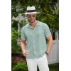 imageCOOFANDY Mens Knit Button Down Shirt Vintage Short Sleeve Polo Shirts Casual Beach TopsIce Green