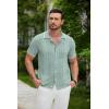 imageCOOFANDY Mens Knit Button Down Shirt Vintage Short Sleeve Polo Shirts Casual Beach TopsIce Green