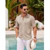 imageCOOFANDY Mens Knit Button Down Shirt Vintage Short Sleeve Polo Shirts Casual Beach TopsKhaki