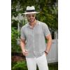 imageCOOFANDY Mens Knit Button Down Shirt Vintage Short Sleeve Polo Shirts Casual Beach TopsLight Gray