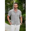 imageCOOFANDY Mens Knit Button Down Shirt Vintage Short Sleeve Polo Shirts Casual Beach TopsLight Gray