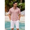 imageCOOFANDY Mens Knit Button Down Shirt Vintage Short Sleeve Polo Shirts Casual Beach TopsLight Pink