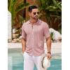 imageCOOFANDY Mens Knit Button Down Shirt Vintage Short Sleeve Polo Shirts Casual Beach TopsLight Pink