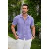 imageCOOFANDY Mens Knit Button Down Shirt Vintage Short Sleeve Polo Shirts Casual Beach TopsLight Purple