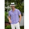 imageCOOFANDY Mens Knit Button Down Shirt Vintage Short Sleeve Polo Shirts Casual Beach TopsLight Purple