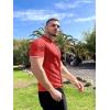 imageCOOFANDY Mens Knit Button Down Shirt Vintage Short Sleeve Polo Shirts Casual Beach TopsRed