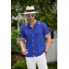 imageCOOFANDY Mens Knit Button Down Shirt Vintage Short Sleeve Polo Shirts Casual Beach TopsRoyal Blue