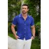 imageCOOFANDY Mens Knit Button Down Shirt Vintage Short Sleeve Polo Shirts Casual Beach TopsRoyal Blue