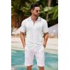 imageCOOFANDY Mens Knit Button Down Shirt Vintage Short Sleeve Polo Shirts Casual Beach TopsWhite