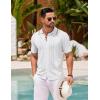 imageCOOFANDY Mens Knit Button Down Shirt Vintage Short Sleeve Polo Shirts Casual Beach TopsWhite