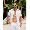 imageCOOFANDY Mens Knit Button Down Shirt Vintage Short Sleeve Polo Shirts Casual Beach TopsWhite