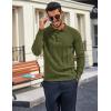 imageCOOFANDY Mens Knit Long Sleeve Polo Sweater Business Casual Collared Golf Sweaters Ribbed Textured Activewear PolosArmy Green