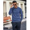 imageCOOFANDY Mens Knit Long Sleeve Polo Sweater Business Casual Collared Golf Sweaters Ribbed Textured Activewear PolosBlue