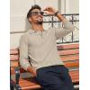 imageCOOFANDY Mens Knit Long Sleeve Polo Sweater Business Casual Collared Golf Sweaters Ribbed Textured Activewear PolosCream
