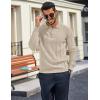 imageCOOFANDY Mens Knit Long Sleeve Polo Sweater Business Casual Collared Golf Sweaters Ribbed Textured Activewear PolosCream