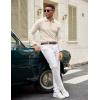 imageCOOFANDY Mens Knit Long Sleeve Polo Sweater Business Casual Collared Golf Sweaters Ribbed Textured Activewear PolosCream White