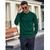 imageCOOFANDY Mens Knit Long Sleeve Polo Sweater Business Casual Collared Golf Sweaters Ribbed Textured Activewear PolosGreen