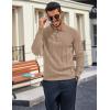 imageCOOFANDY Mens Knit Long Sleeve Polo Sweater Business Casual Collared Golf Sweaters Ribbed Textured Activewear PolosKhaki