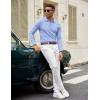 imageCOOFANDY Mens Knit Long Sleeve Polo Sweater Business Casual Collared Golf Sweaters Ribbed Textured Activewear PolosLight Blue