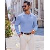 imageCOOFANDY Mens Knit Long Sleeve Polo Sweater Business Casual Collared Golf Sweaters Ribbed Textured Activewear PolosLight Blue