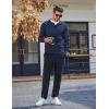 imageCOOFANDY Mens Knit Long Sleeve Polo Sweater Business Casual Collared Golf Sweaters Ribbed Textured Activewear PolosNavy Blue