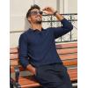 imageCOOFANDY Mens Knit Long Sleeve Polo Sweater Business Casual Collared Golf Sweaters Ribbed Textured Activewear PolosNavy Blue