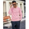 imageCOOFANDY Mens Knit Long Sleeve Polo Sweater Business Casual Collared Golf Sweaters Ribbed Textured Activewear PolosPink