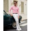 imageCOOFANDY Mens Knit Long Sleeve Polo Sweater Business Casual Collared Golf Sweaters Ribbed Textured Activewear PolosPink