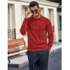 imageCOOFANDY Mens Knit Long Sleeve Polo Sweater Business Casual Collared Golf Sweaters Ribbed Textured Activewear PolosWine Red