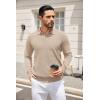 imageCOOFANDY Mens Knit Polo Sweater Long Sleeve Casual Collared Quarter Button Golf Waffle Textured SweaterApricot