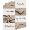 imageCOOFANDY Mens Knit Polo Sweater Long Sleeve Casual Collared Quarter Button Golf Waffle Textured SweaterApricot