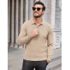 imageCOOFANDY Mens Knit Polo Sweater Long Sleeve Casual Collared Quarter Button Golf Waffle Textured SweaterApricot