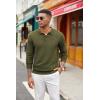 imageCOOFANDY Mens Knit Polo Sweater Long Sleeve Casual Collared Quarter Button Golf Waffle Textured SweaterArmygreen