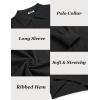 imageCOOFANDY Mens Knit Polo Sweater Long Sleeve Casual Collared Quarter Button Golf Waffle Textured SweaterBlack