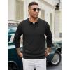 imageCOOFANDY Mens Knit Polo Sweater Long Sleeve Casual Collared Quarter Button Golf Waffle Textured SweaterBlack