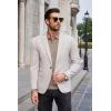 imageCOOFANDY Mens Knit Polo Sweater Long Sleeve Casual Collared Quarter Button Golf Waffle Textured SweaterBrown and Grey