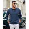 imageCOOFANDY Mens Knit Polo Sweater Long Sleeve Casual Collared Quarter Button Golf Waffle Textured SweaterDark Blue