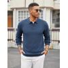 imageCOOFANDY Mens Knit Polo Sweater Long Sleeve Casual Collared Quarter Button Golf Waffle Textured SweaterDark Blue