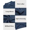 imageCOOFANDY Mens Knit Polo Sweater Long Sleeve Casual Collared Quarter Button Golf Waffle Textured SweaterDark Blue